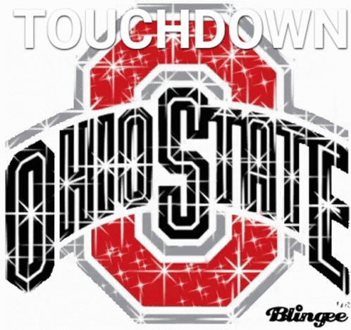 A Ohio State Football Logo With The Words Touchdown Written On It GIF