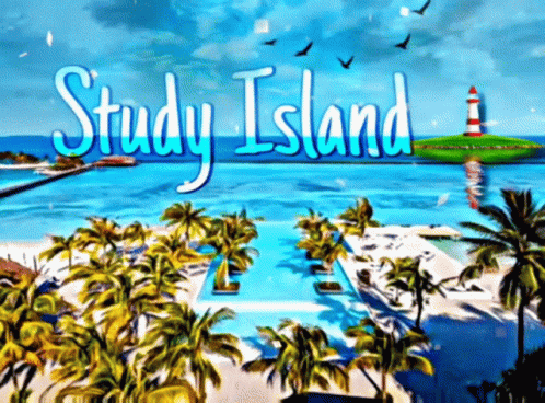 A Painting Of A Beach With The Words Study Island GIF