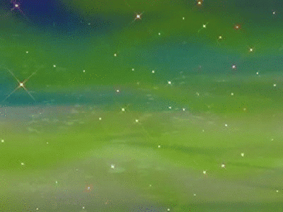 A Painting Of A Blue And Green Sky GIF