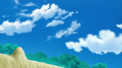 Blue Sky With Clouds And Trees Painting GIF