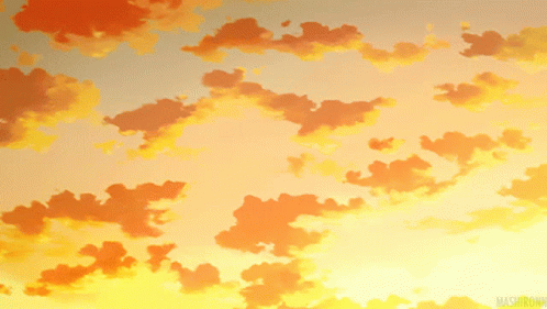 A Painting Of A Cloudy Sky With The Name Nishiroki On The Bottom Left GIF