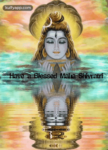 A Painting Of A Deity With The Words Have A Blessed Maha Shivaratri On It GIF