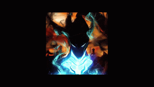 A Painting Of A Demon With Horns And Smoke GIF