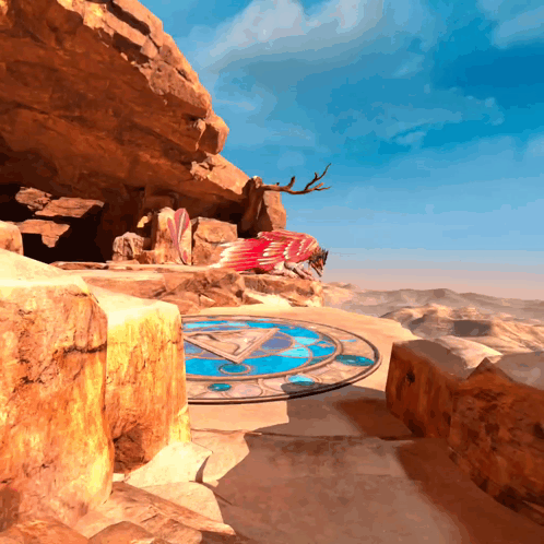 Desert Landscape Painting With Circular Ground GIF