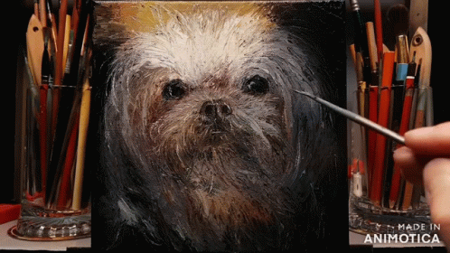 A Painting Of A Dog Is Being Made In Animotica GIF