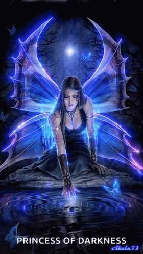a painting of a fairy with the words princess of darkness below her