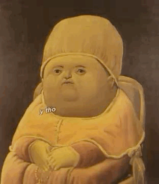 A Painting Of A Fat Baby Wearing A Yellow Hat . GIF