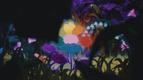 A Painting Of A Flower With A Smiley Face On It GIF