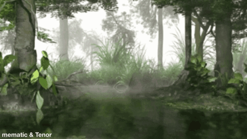 A Painting Of A Forest With The Caption " Mematic & Tenor " On The Bottom GIF