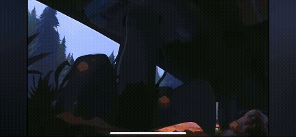 A Painting Of A Landscape With Trees And A Few Plants GIF