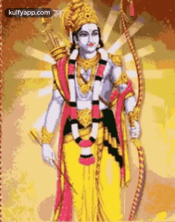 A Painting Of A Man Holding A Bow And Arrow . GIF