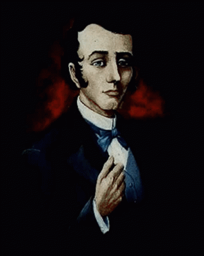 A Painting Of A Man In A Tuxedo And Bow Tie GIF