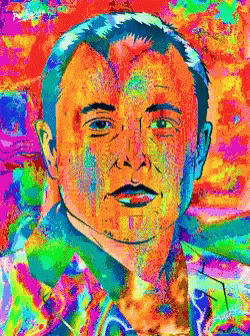 A Painting Of A Man 'S Face With A Colorful Background GIF