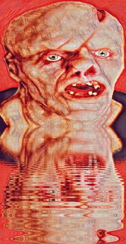 A Painting Of A Man 'S Face With A Red Background GIF