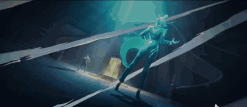 A Painting Of A Man Standing In A Dark Room GIF