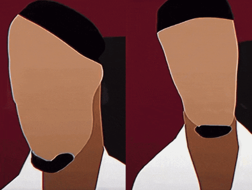 A Painting Of A Man With A Beard And A Woman With No Face GIF