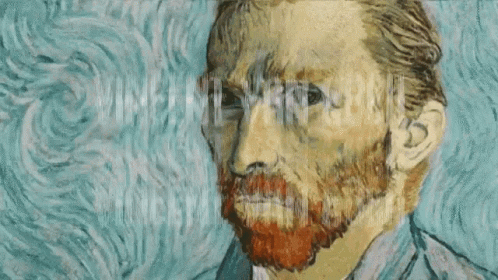 A Painting Of A Man With A Beard And The Name Vincent Van Gogh GIF