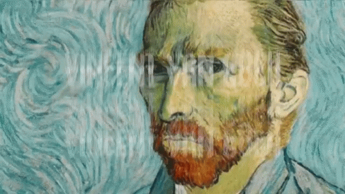 A Painting Of A Man With A Beard And The Words Vincent Van Gogh GIF