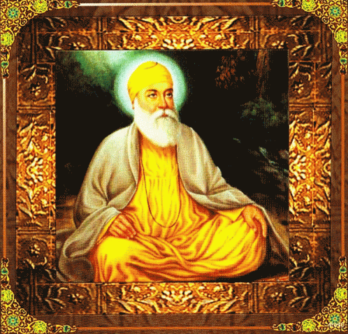 A Painting Of A Man With A Beard In A Gold Frame GIF