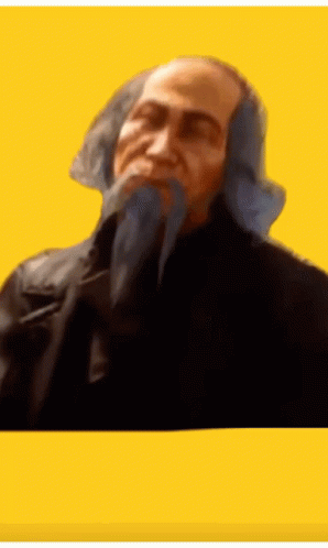 A Painting Of A Man With A Long Blue Beard GIF