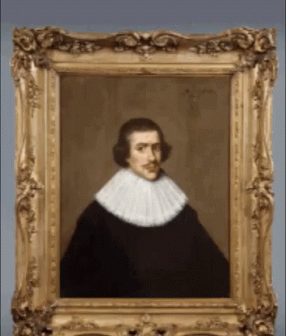 A Painting Of A Man With A White Collar GIF