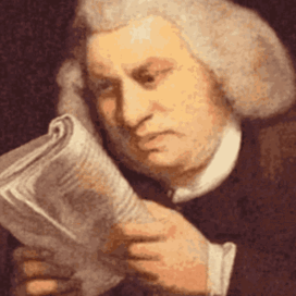 A Painting Of A Man With A Wig Reading A Newspaper GIF