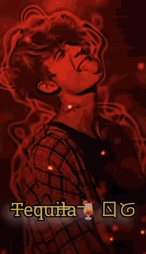A Painting Of A Man With The Word Tequila Written On It GIF