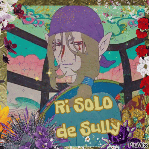 A Painting Of A Man With The Words Ri Solo De Sully Written On It GIF