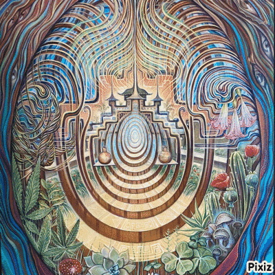 A Painting Of A Maze With Pixiz Written On It GIF