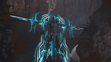 A Painting Of A Monster Standing In A Cave GIF