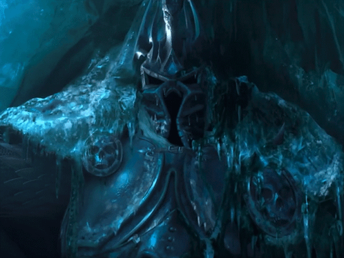 A Painting Of A Monster With Blue Eyes And A Skull On His Chest GIF