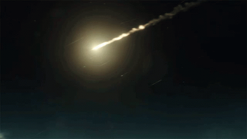 A Painting Of A Mountain With A Shooting Star In The Distance GIF