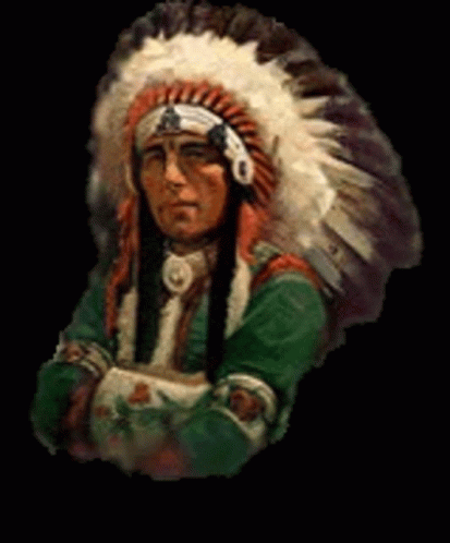 a painting of a native american chief wearing a headdress
