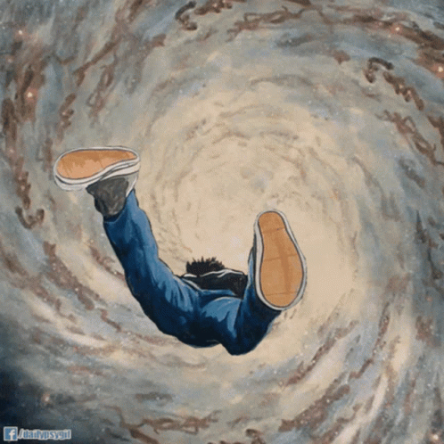 A Painting Of A Person Falling Into A Swirl With A Facebook Logo In The Bottom Right Corner GIF