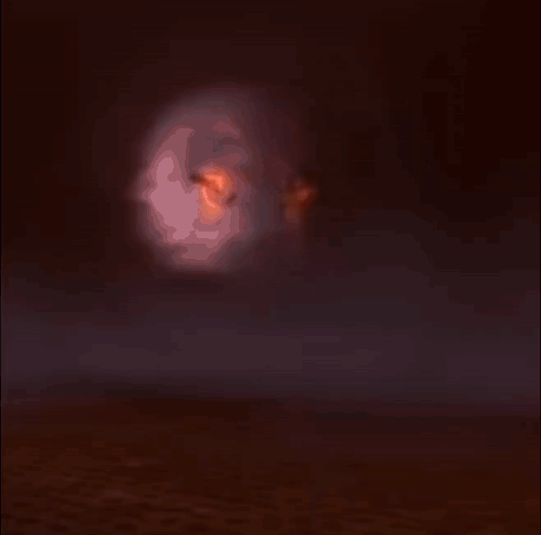 a painting of a person in a dark room with a glowing object in the background
