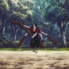 A Painting Of A Person Riding A Horse In A Field . GIF