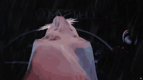 A Painting Of A Person With A White Cloth On Their Head GIF