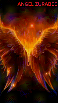 A Painting Of A Phoenix With The Name Angel Zurabee On The Bottom GIF