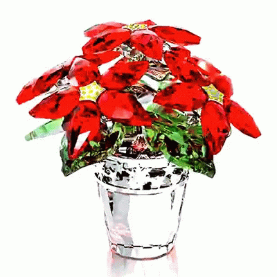 A Painting Of A Poinsettia In A Pot GIF