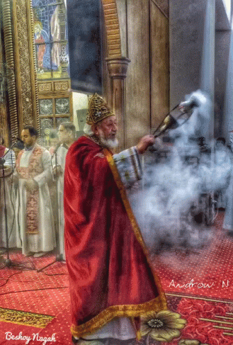 A Painting Of A Priest With The Name Andrew On It GIF