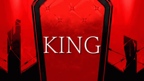 A Painting Of A Red Carpet With A Reflection Of Trees GIF