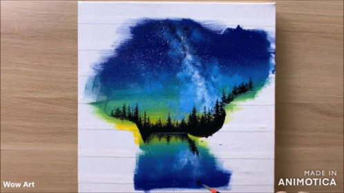 A Painting Of A Silhouette Of A Person Is Made By Wow Art GIF