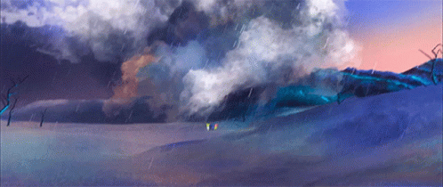 A Painting Of A Stormy Sky With A Whale In The Distance GIF