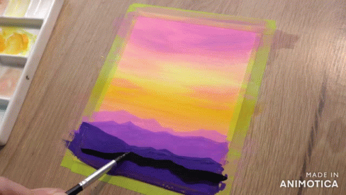 A Painting Of A Sunset Is Being Made In Animotoca GIF