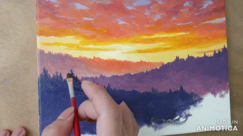 A Painting Of A Sunset With The Words Made In Animotica On The Bottom GIF