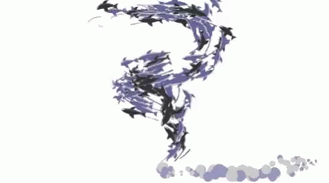 A Painting Of A Swirl Of Purple And Black Flowers On A White Background . GIF