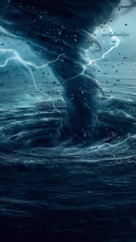 A Painting Of A Tornado In The Ocean With A Watermark That Says ' Martinclaus ' On It GIF