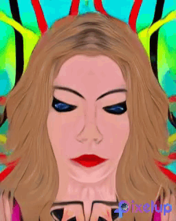 A Painting Of A Woman 'S Face With Pixelup Written On The Bottom Right GIF