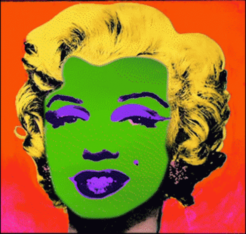 A Painting Of A Woman With A Green Face GIF