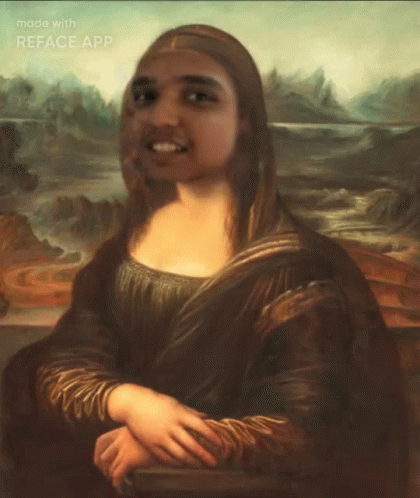 A Painting Of A Woman With A Man 'S Face And The Words Made With Reface App GIF